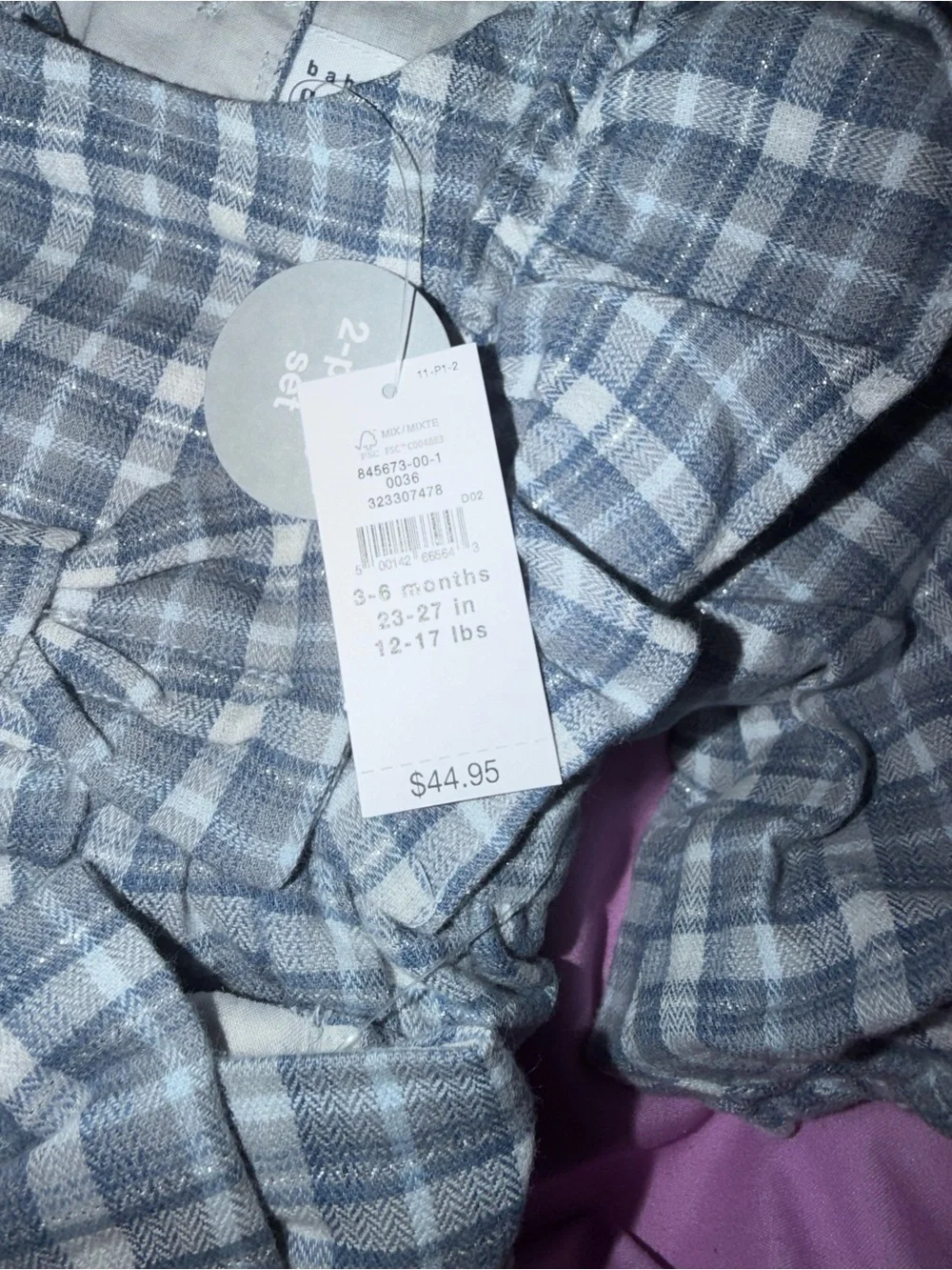 GAP Gray Plaid Bow Dress in Light and Dark Gray